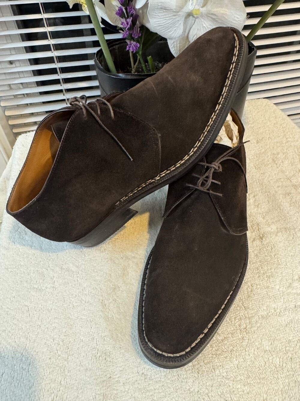 Luigi Borrelli Brown Suede Ankle Lace-Up Men’s Boots Size 10.5(800